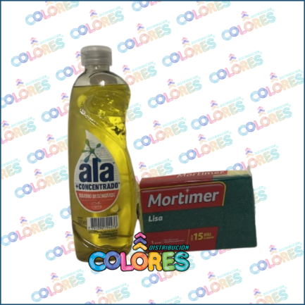 COMBO 4 -  ALA DETERGENTE x300ml LIMÓN + MORTIMER ESPONJA LISA