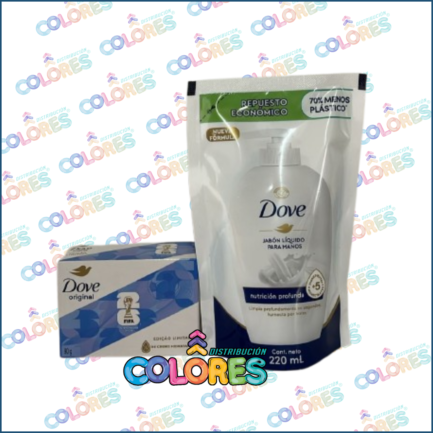 COMBO 16 - DOVE JABÓN DE TOCADOR x90g + DOVE JABÓN LÍQUIDO MANOS x220ml