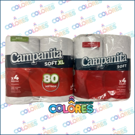 COMBO 24 - CAMPANITA PAPEL HIGIÉNICO 4x80mts + CAMPANITA PAPEL HIGIÉNICO 4x30mts