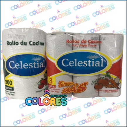 COMBO 19 - CELESTIAL MEGAROLLO x200 PAÑOS + CELESTIAL ROLLO DE COCINA 3x40 PAÑOS