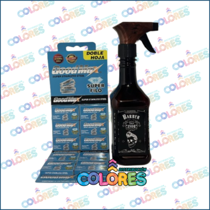 COMBO 9 - TIRA x10u GOODMAX HOJAS DE AFEITAR x5 + PULVERIZADOR BARBERO