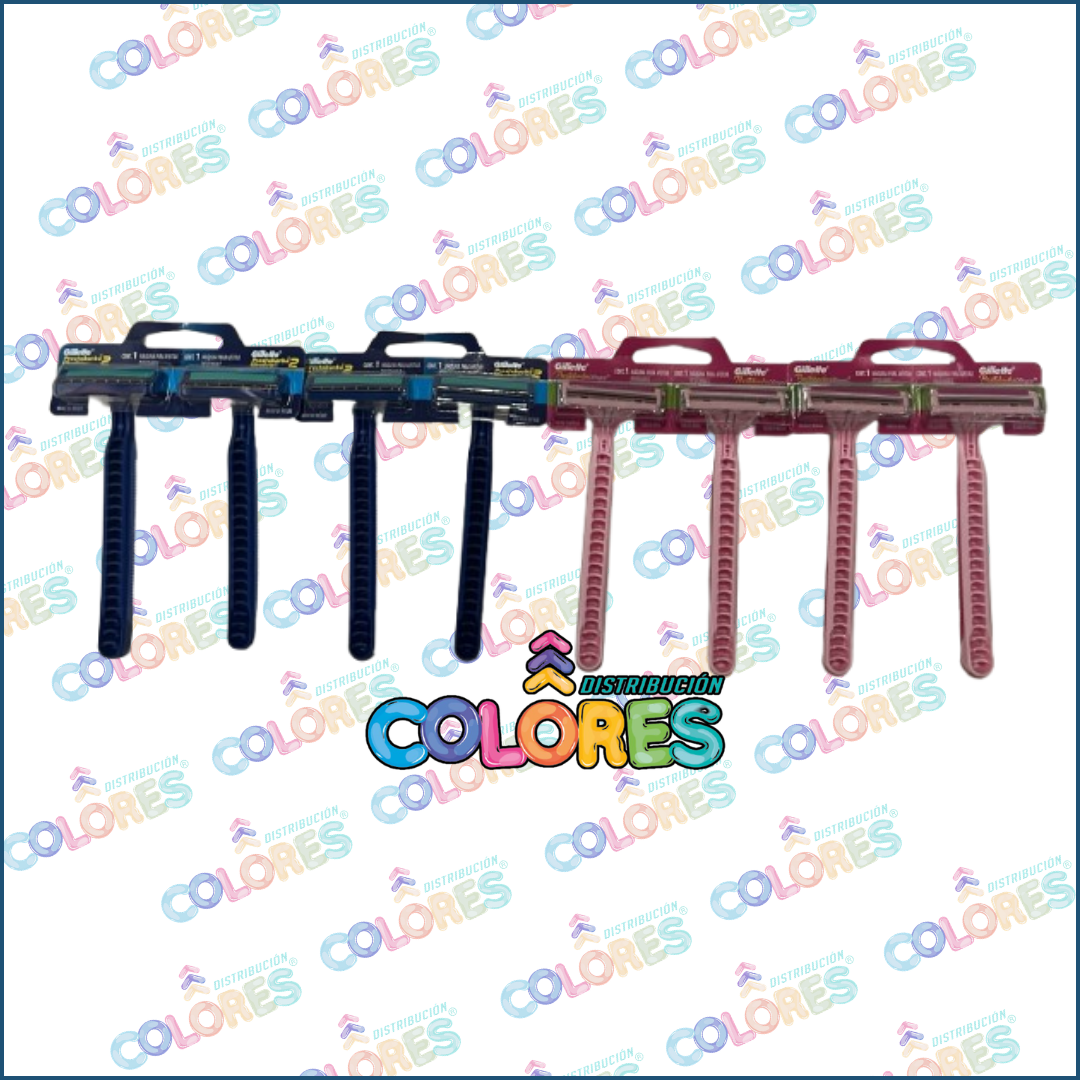 COMBO 15 - 4u GILLETTE PRESTOBARBA AZUL 2 FILOS + 4u GILLETTE PRESTOBARBA ROSADA 2 FILOS