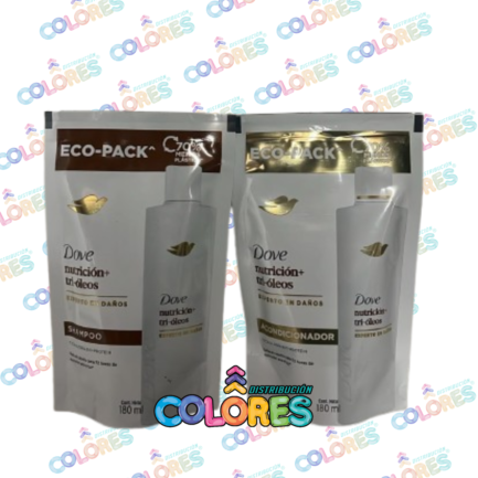 COMBO 15 - DOVE SHAMPOO + DOVE ACONDICIONADOR x180ml DOY PACK