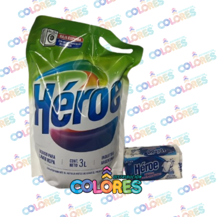 COMBO  12 - HÉROE JABÓN LÍQUIDO x3L + HÉROE JABÓN BLANCO x200g