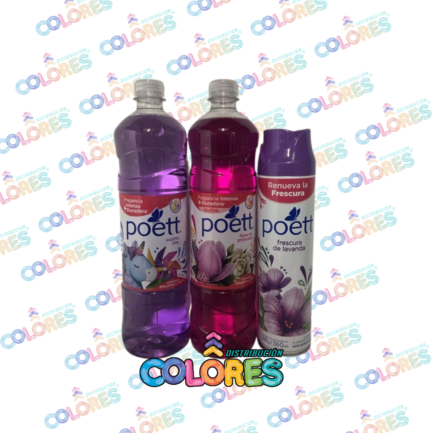 COMBO 10 - 2 POETT LIMPIADOR LÍQUIDO x900ml SURTIDOS + POETT AEROSOL SURTIDO