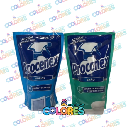 COMBO 3 - PROCENEX LIMPIADOR VIDRIOS x820ml + PROCENEX LIMPIADOR BAÑOS x820ml