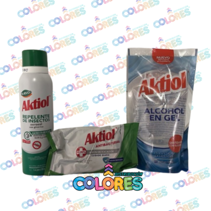 COMBO 15 - AKTIOL REPELENTE AEROSOL EXTRA DURACIÓN + AKTIOL JABÓN ANTIBACTERIAL x90g + AKTIOL ALCOHOL EN GEL x220ml