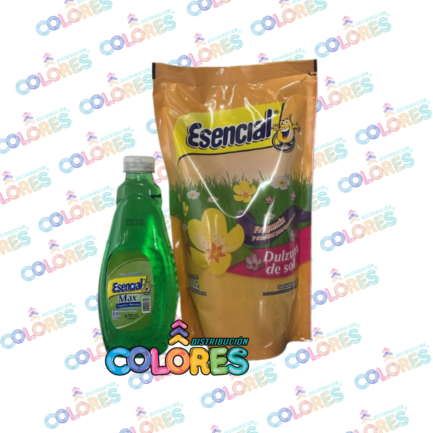 COMBO 9 - ESENCIAL DETERGENTE x300ml MANZANA + ESENCIAL SUAVIZANTE x900ml