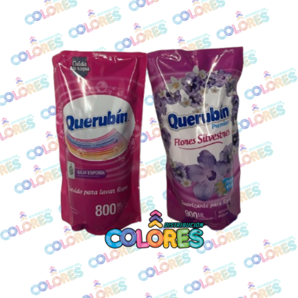 COMBO 4 - QUERUBIN JABÓN LÍQUIDO x800ml + QUERUBÍN SUAVIZANTE FLORES SILVESTRES