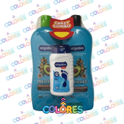 COMBO 20 - ALGABO KIT SHAMPOO + ACONDICIONADOR x930ml + TALCO PIES x100g
