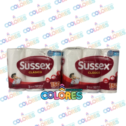 COMBO 18 - 2 SUSSEX ROLLO DE COCINA CLÁSICO 3x50 paños
