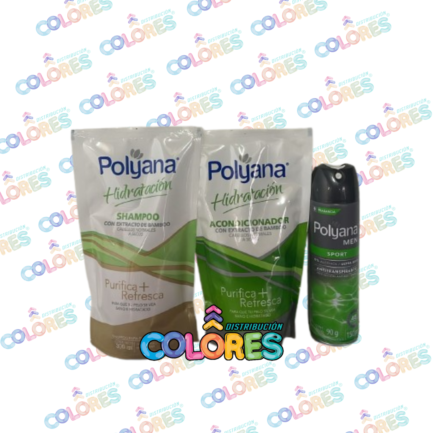 COMBO 8 - POLYANA SHAMPOO + ACONDICIONADOR x300ml + POLYANA DESODORANTE MASCULINO