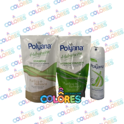 COMBO 7 - POLYANA SHAMPOO + ACONDICIONADOR x300ml + POLYANA DESODORANTE FEMENINO