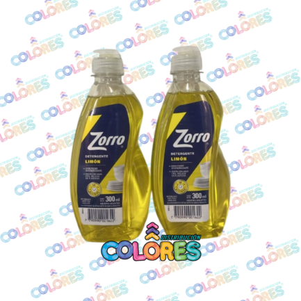 COMBO 2 - 2 ZORRO DETERGENTE x300ml LIMÓN